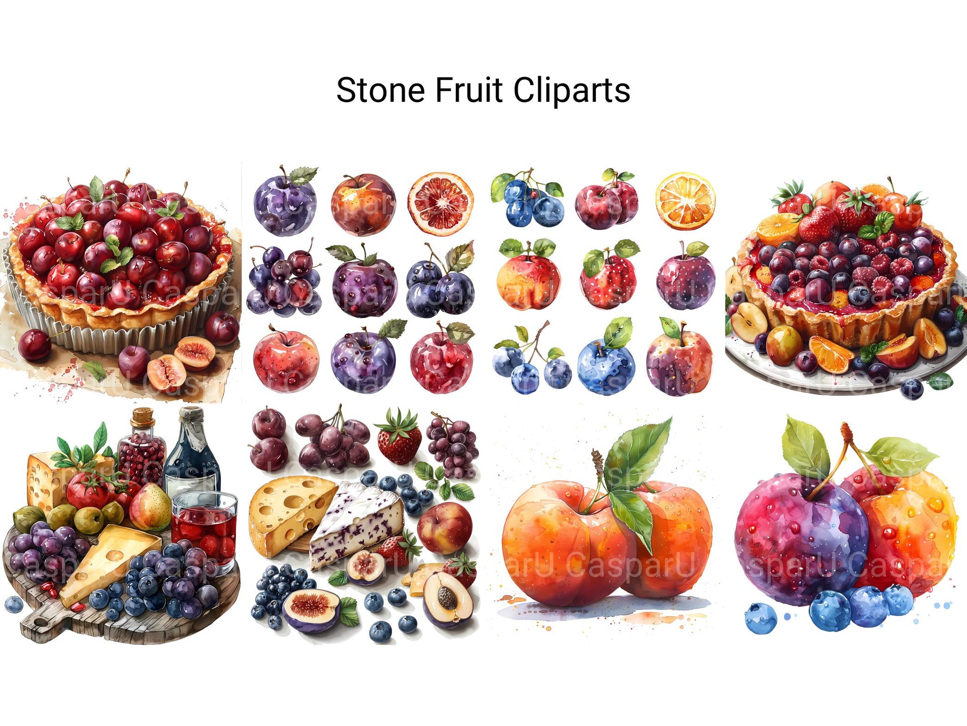 Stone Fruit Clipart - CraftNest - Digital Crafting and Art