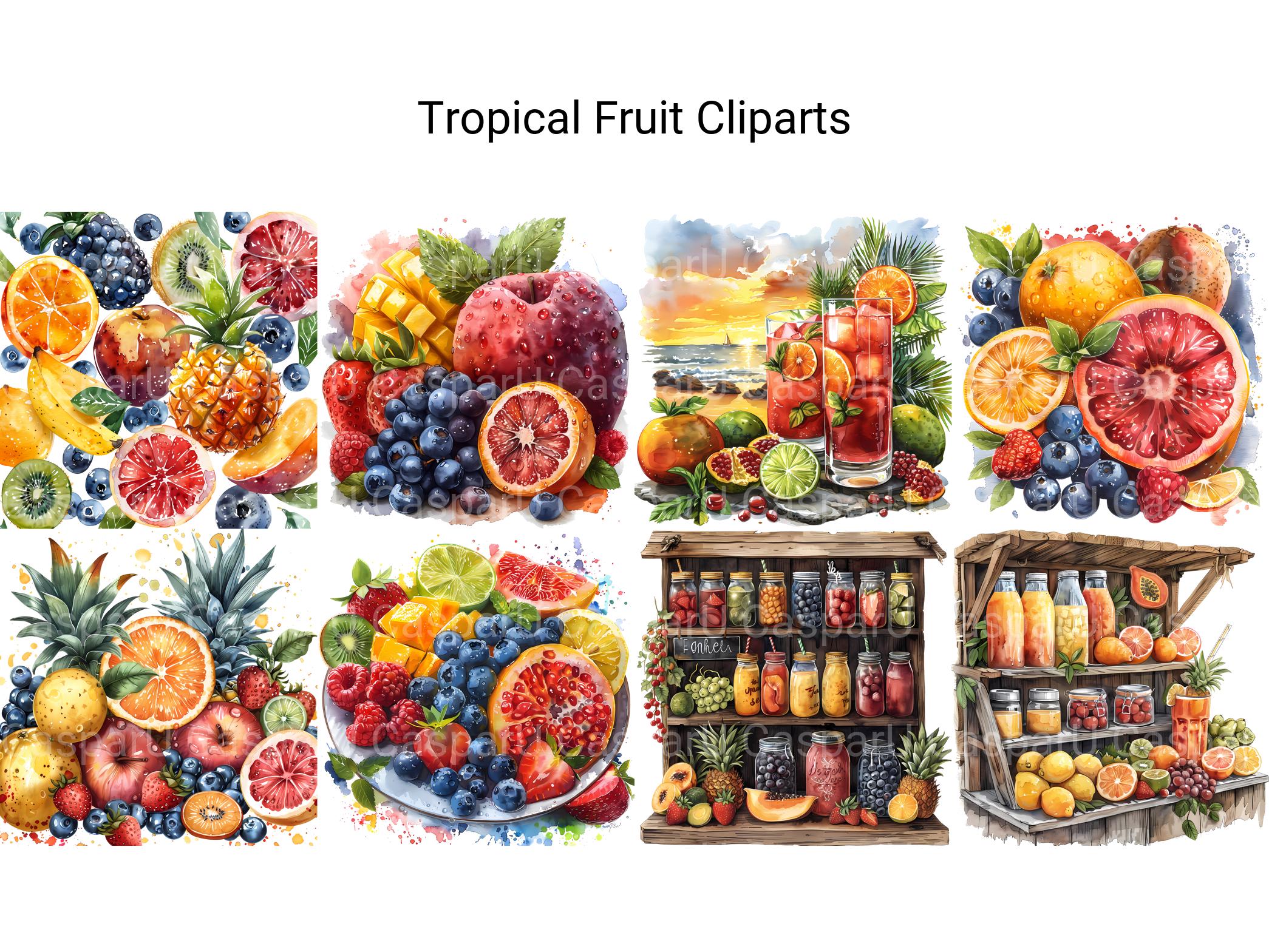 Tropical Fruit Clipart - CraftNest - Digital Crafting and Art