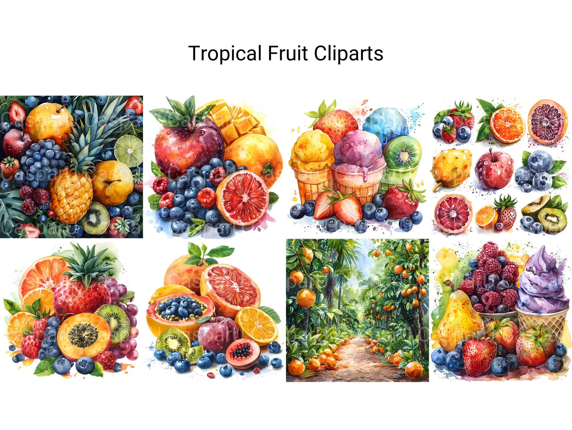 Tropical Fruit Clipart - CraftNest - Digital Crafting and Art