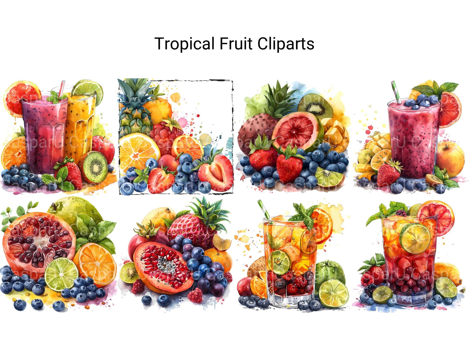 Tropical Fruit Clipart - CraftNest - Digital Crafting and Art