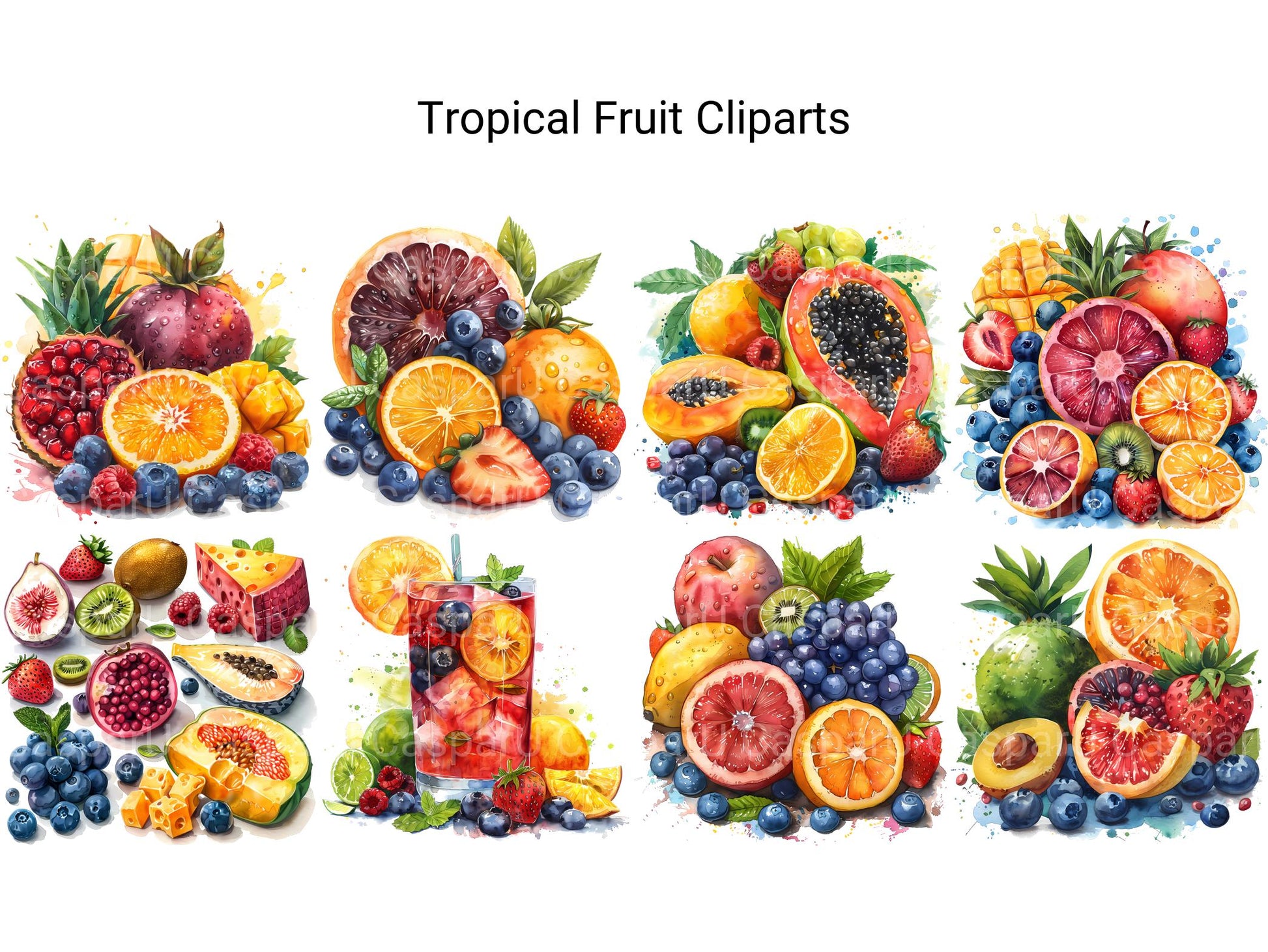 Tropical Fruit Clipart - CraftNest - Digital Crafting and Art