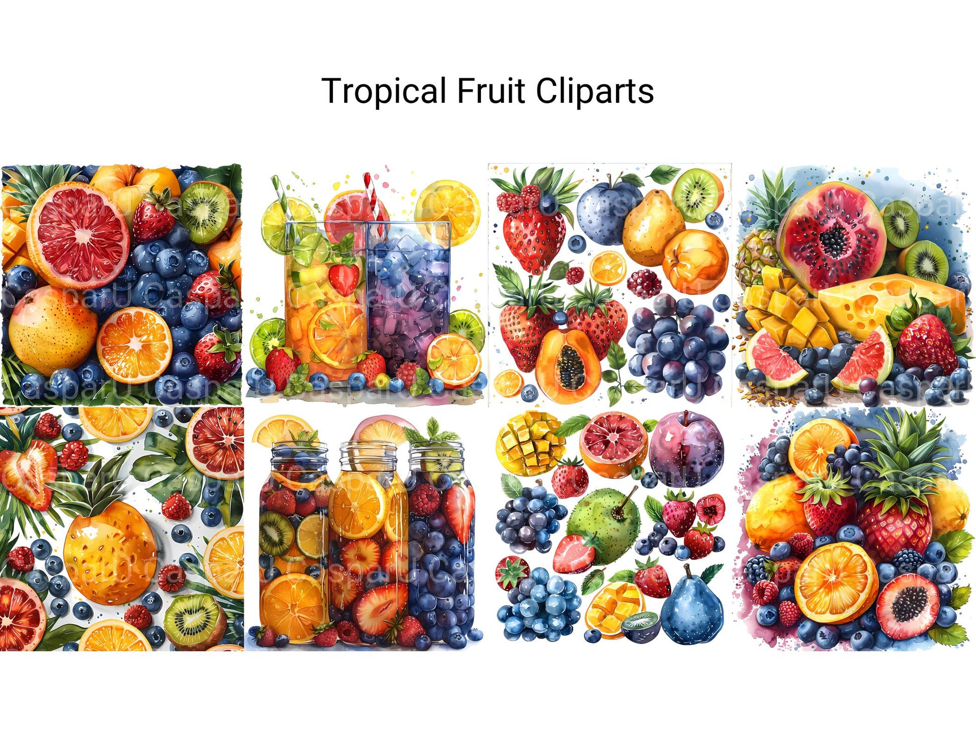 Tropical Fruit Clipart - CraftNest - Digital Crafting and Art