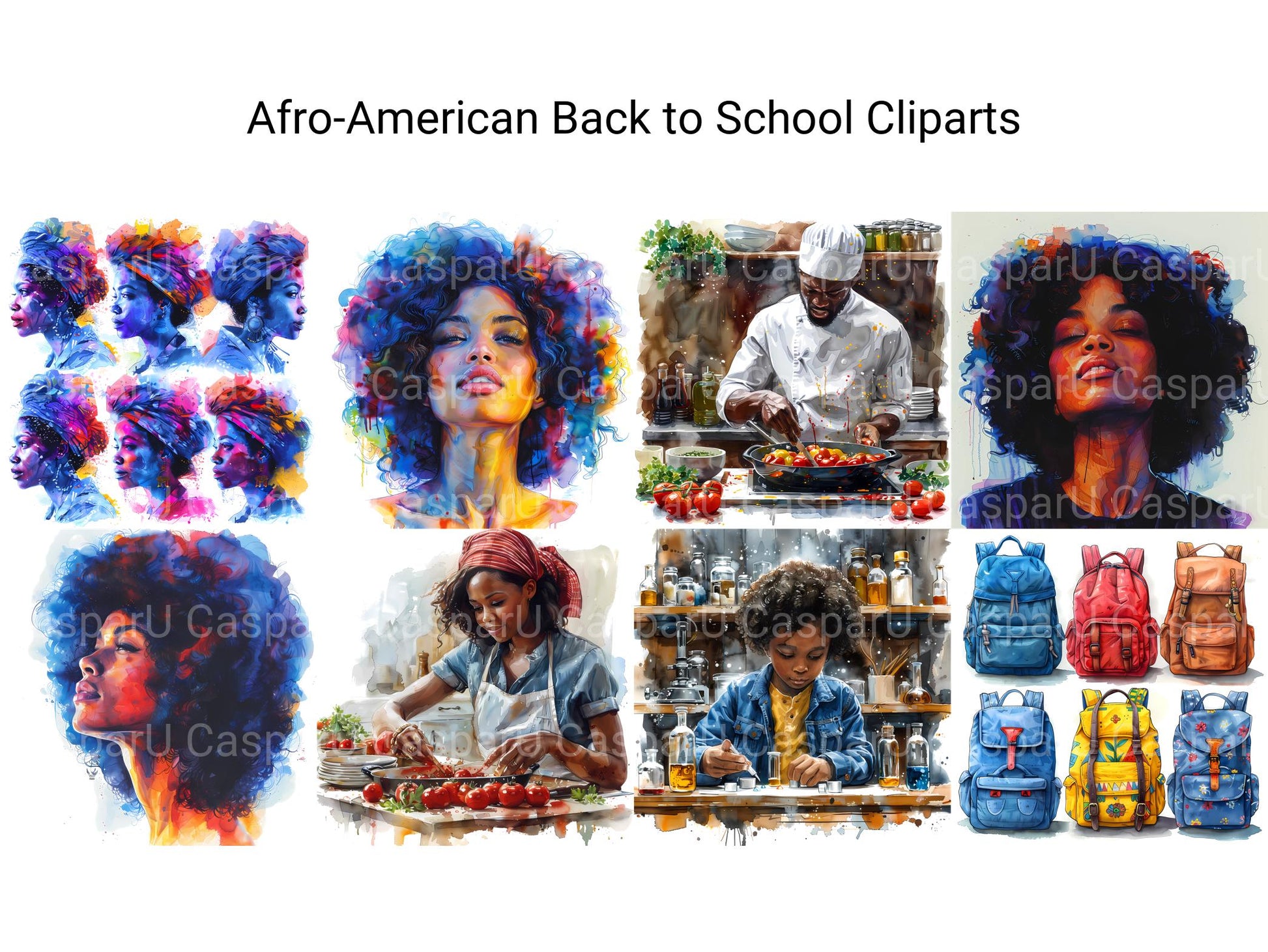 Afro American Back To School Clipart - CraftNest - Digital Crafting and Art