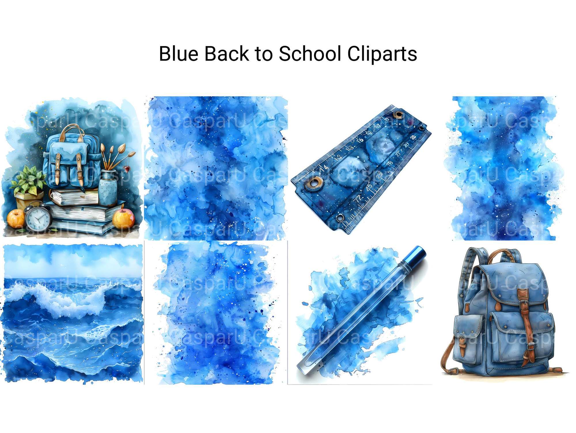 Blue Back To School Clipart - CraftNest - Digital Crafting and Art