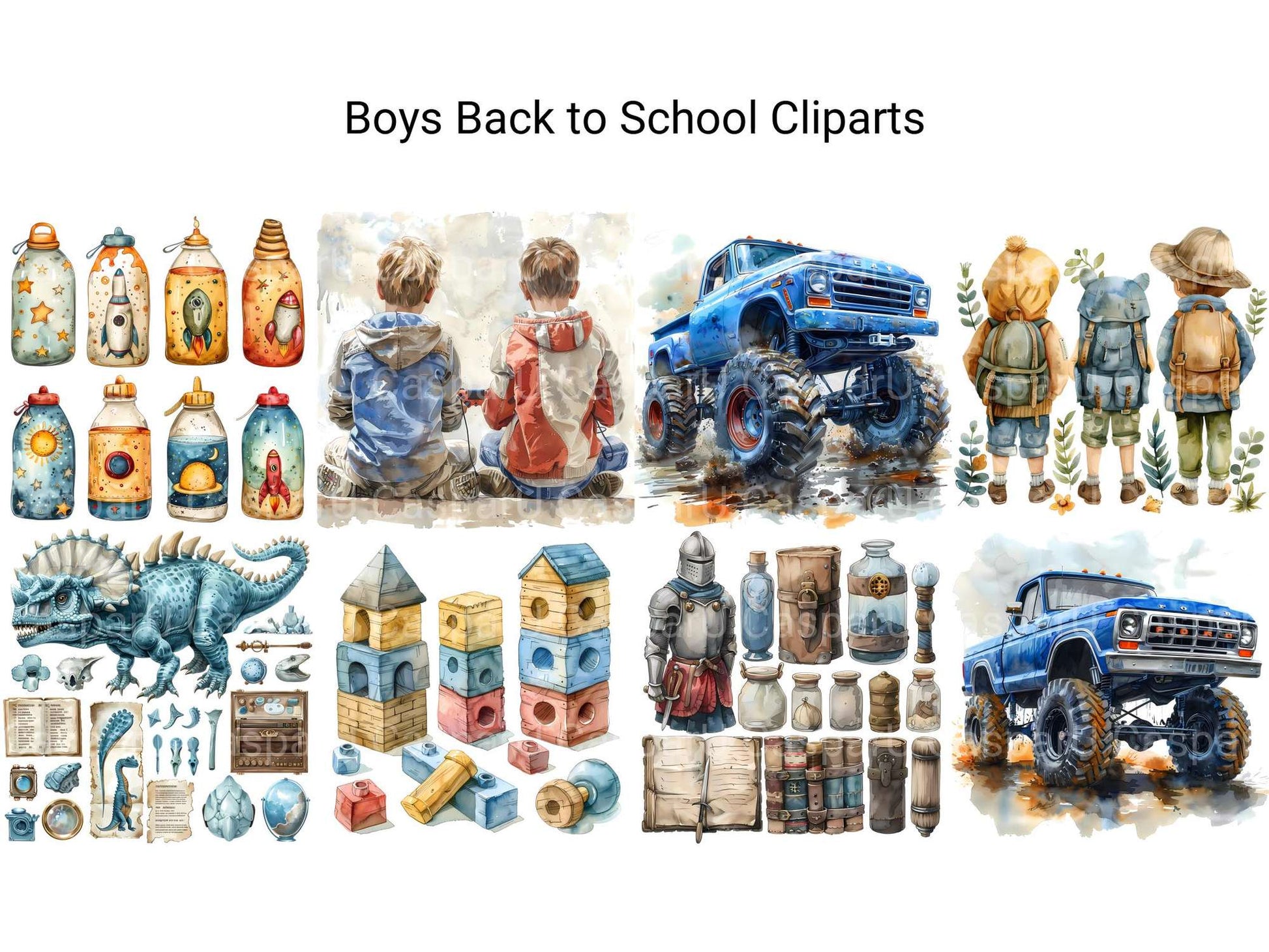 Boys Back To School Clipart - CraftNest - Digital Crafting and Art