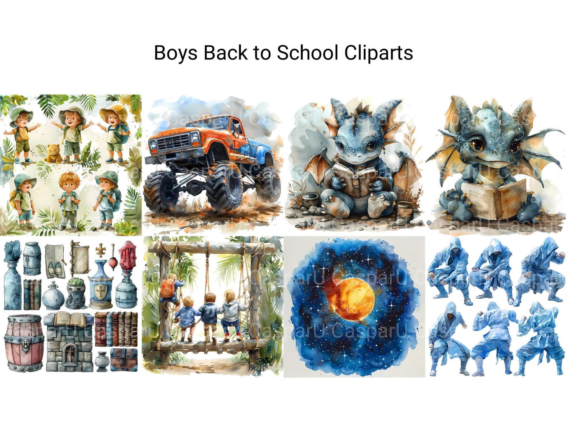 Boys Back To School Clipart - CraftNest - Digital Crafting and Art