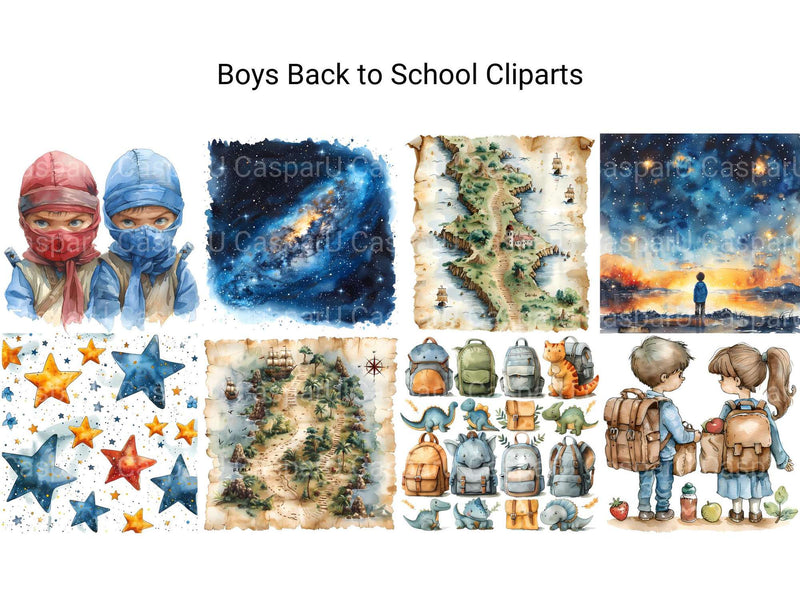 Boys Back To School Clipart - CraftNest - Digital Crafting and Art