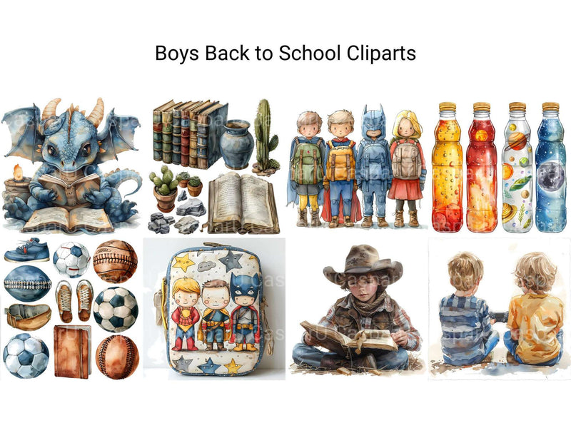 Boys Back To School Clipart - CraftNest - Digital Crafting and Art