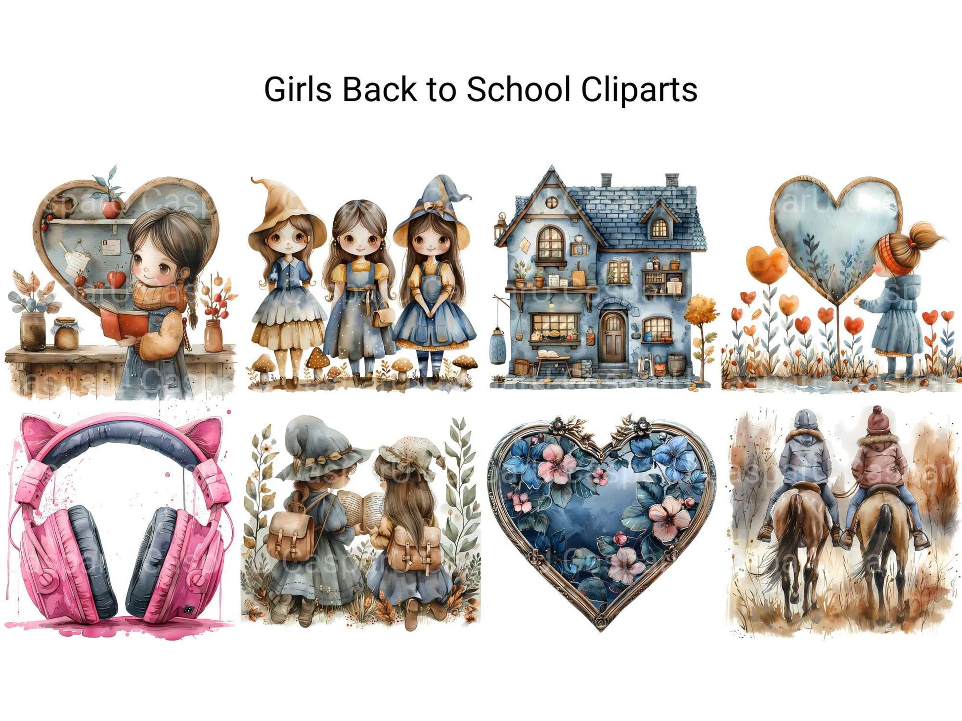 Girls Back To School Clipart - CraftNest - Digital Crafting and Art