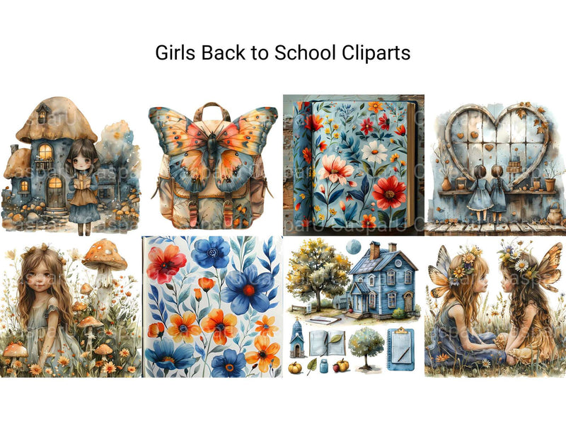 Girls Back To School Clipart - CraftNest - Digital Crafting and Art