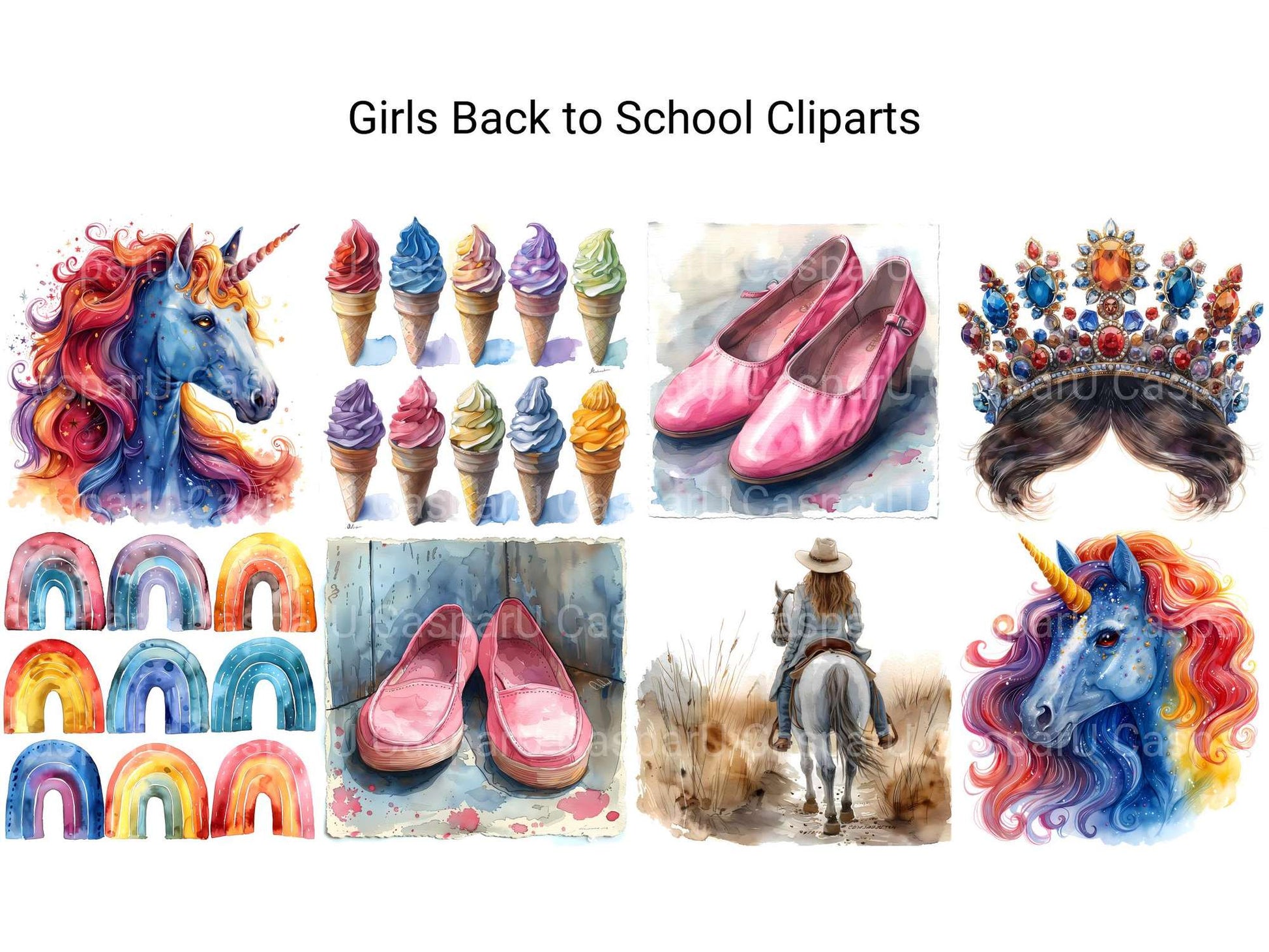 Girls Back To School Clipart - CraftNest - Digital Crafting and Art