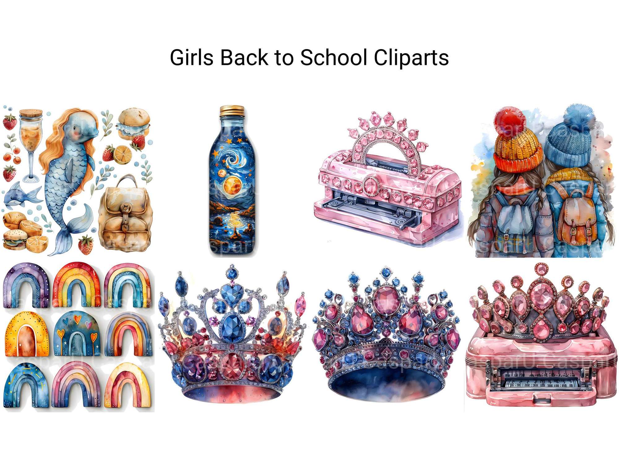 Girls Back To School Clipart - CraftNest - Digital Crafting and Art