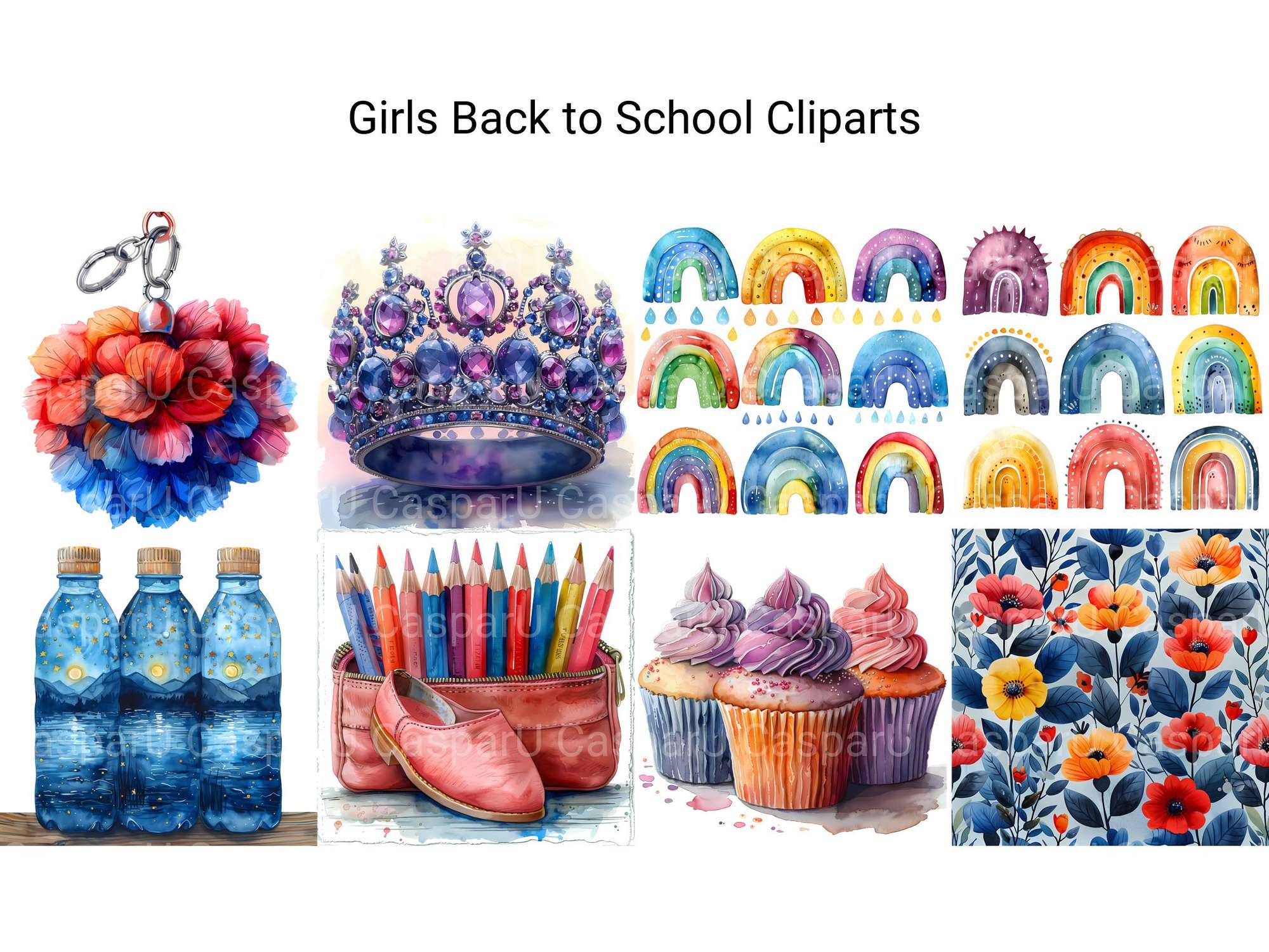 Girls Back To School Clipart - CraftNest - Digital Crafting and Art