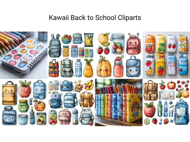 Kawaii Back To School Clipart - CraftNest - Digital Crafting and Art