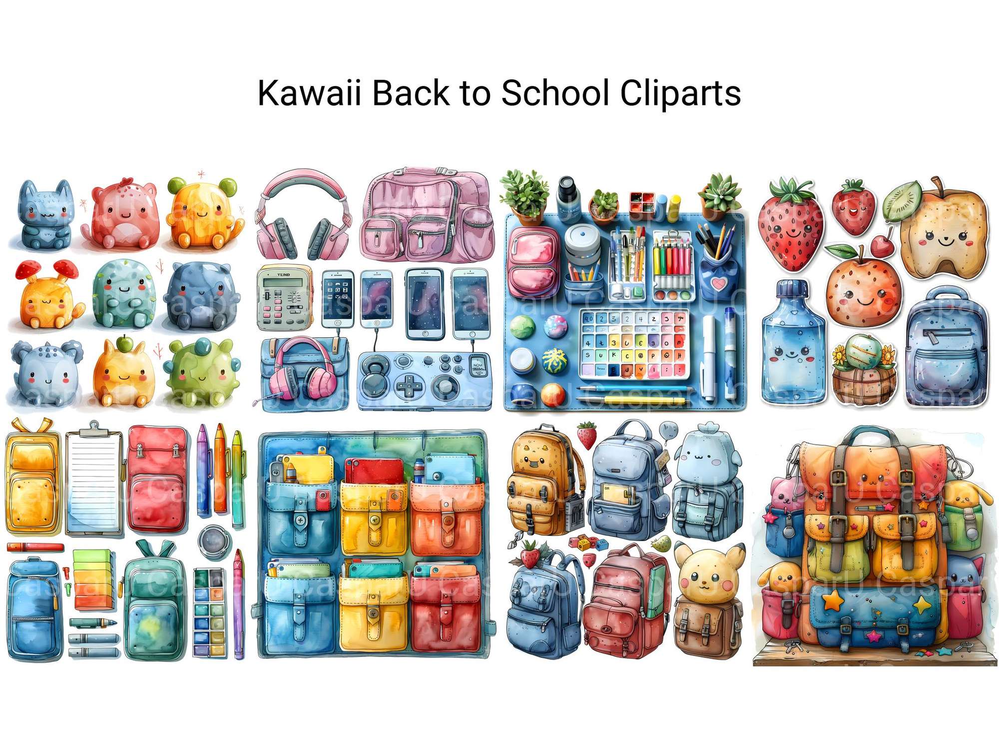 Kawaii Back To School Clipart - CraftNest - Digital Crafting and Art