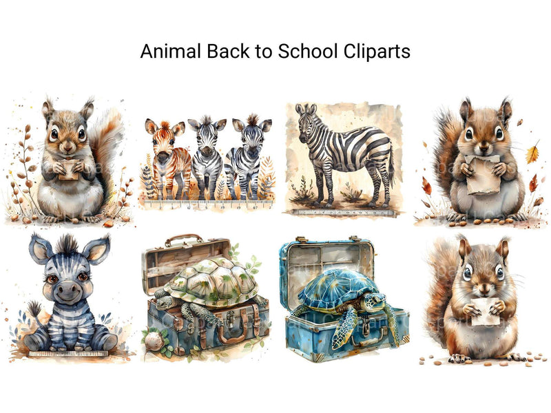 Animal Back To School Clipart - CraftNest - Digital Crafting and Art