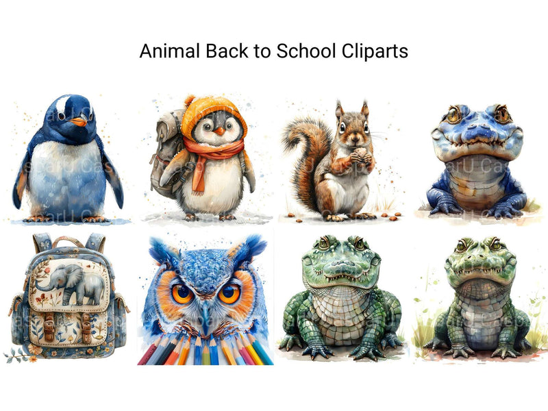 Animal Back To School Clipart - CraftNest - Digital Crafting and Art