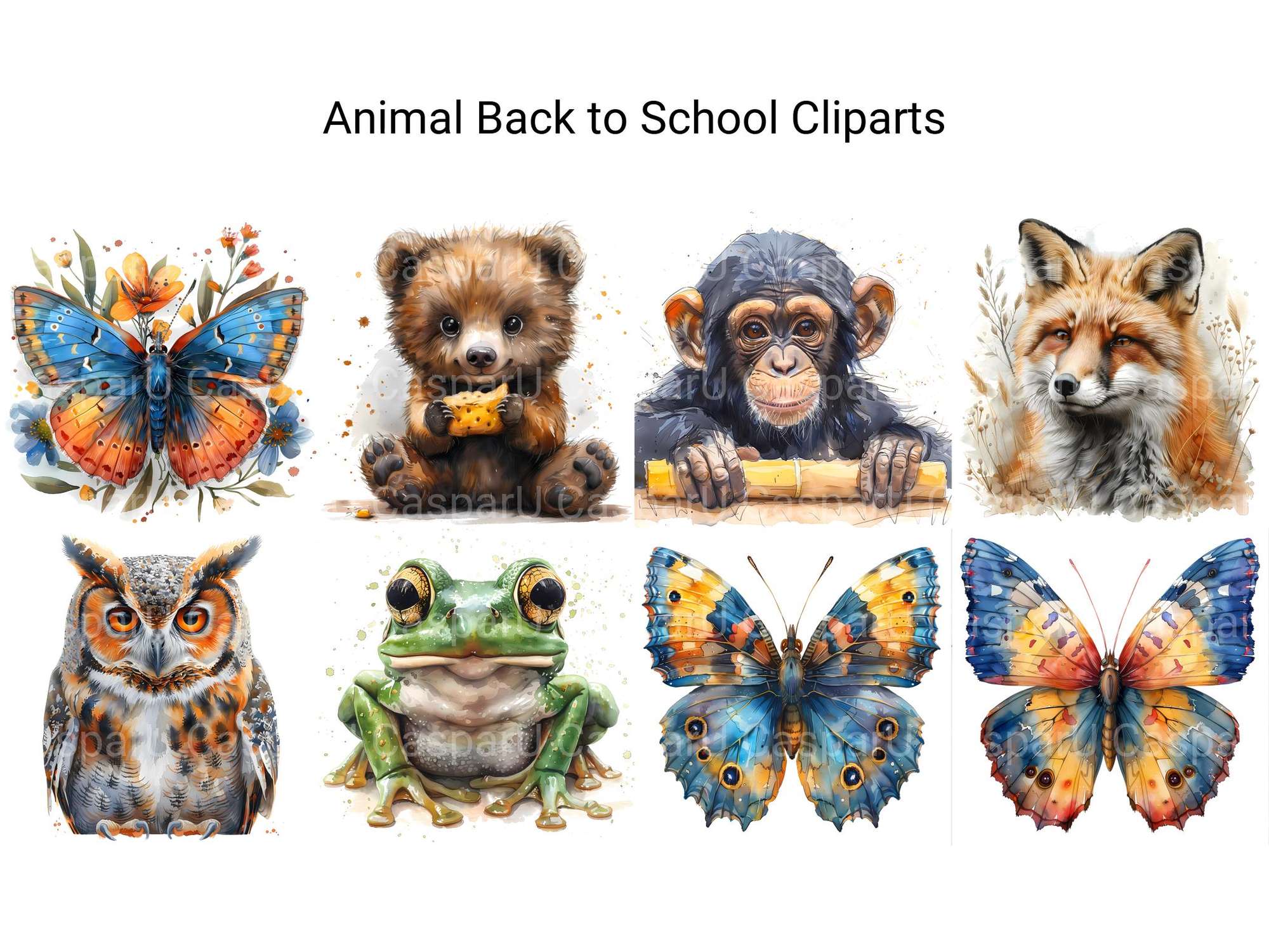 Animal Back To School Clipart - CraftNest - Digital Crafting and Art