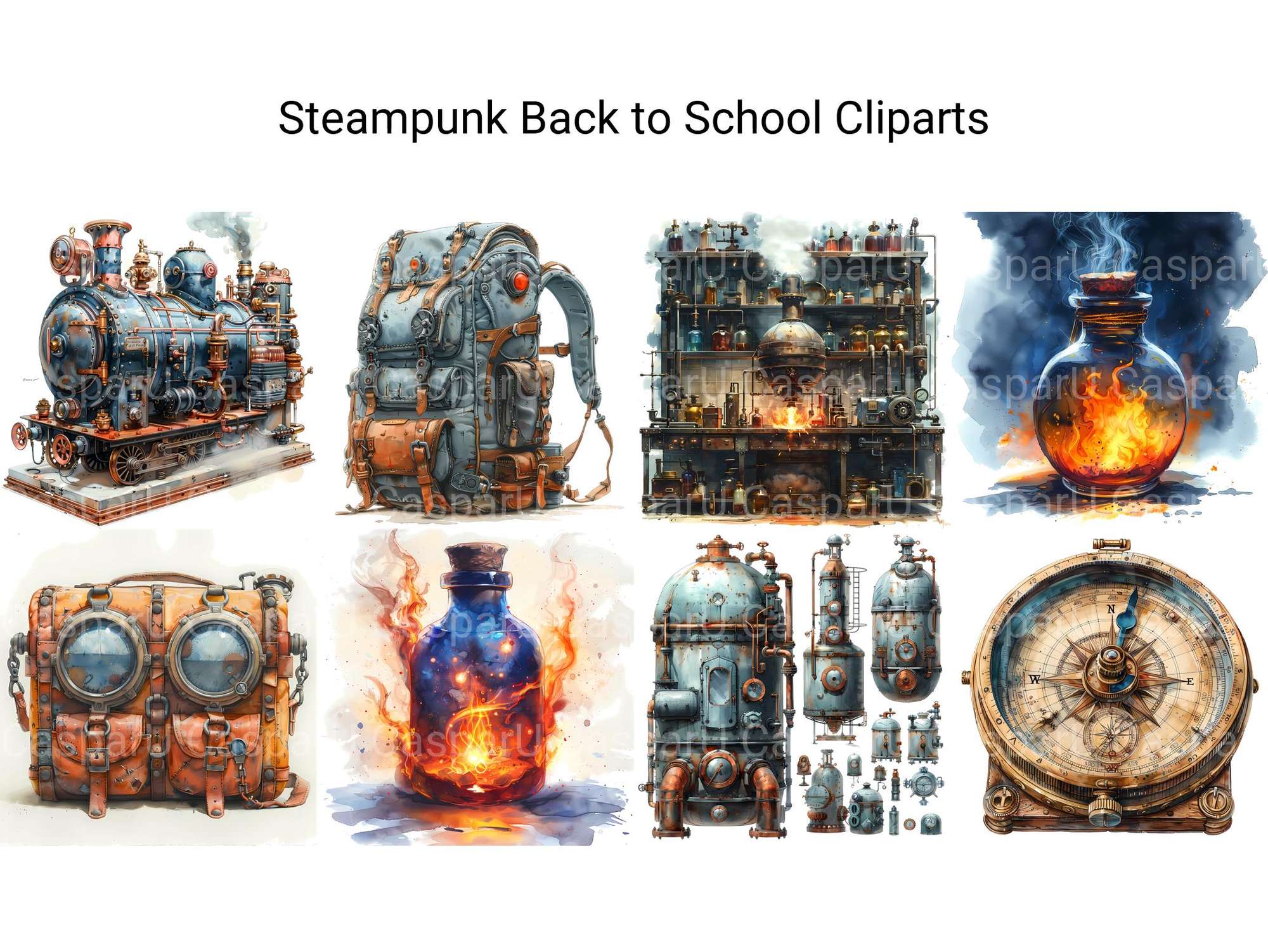 Steampunk Back To School Clipart - CraftNest - Digital Crafting and Art