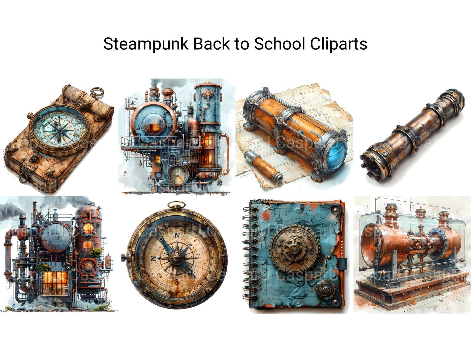 Steampunk Back To School Clipart - CraftNest - Digital Crafting and Art