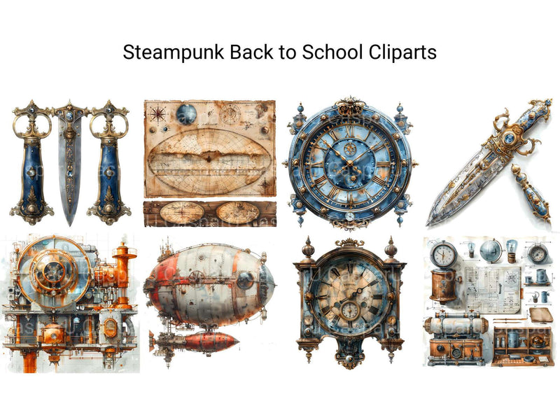 Steampunk Back To School Clipart - CraftNest - Digital Crafting and Art