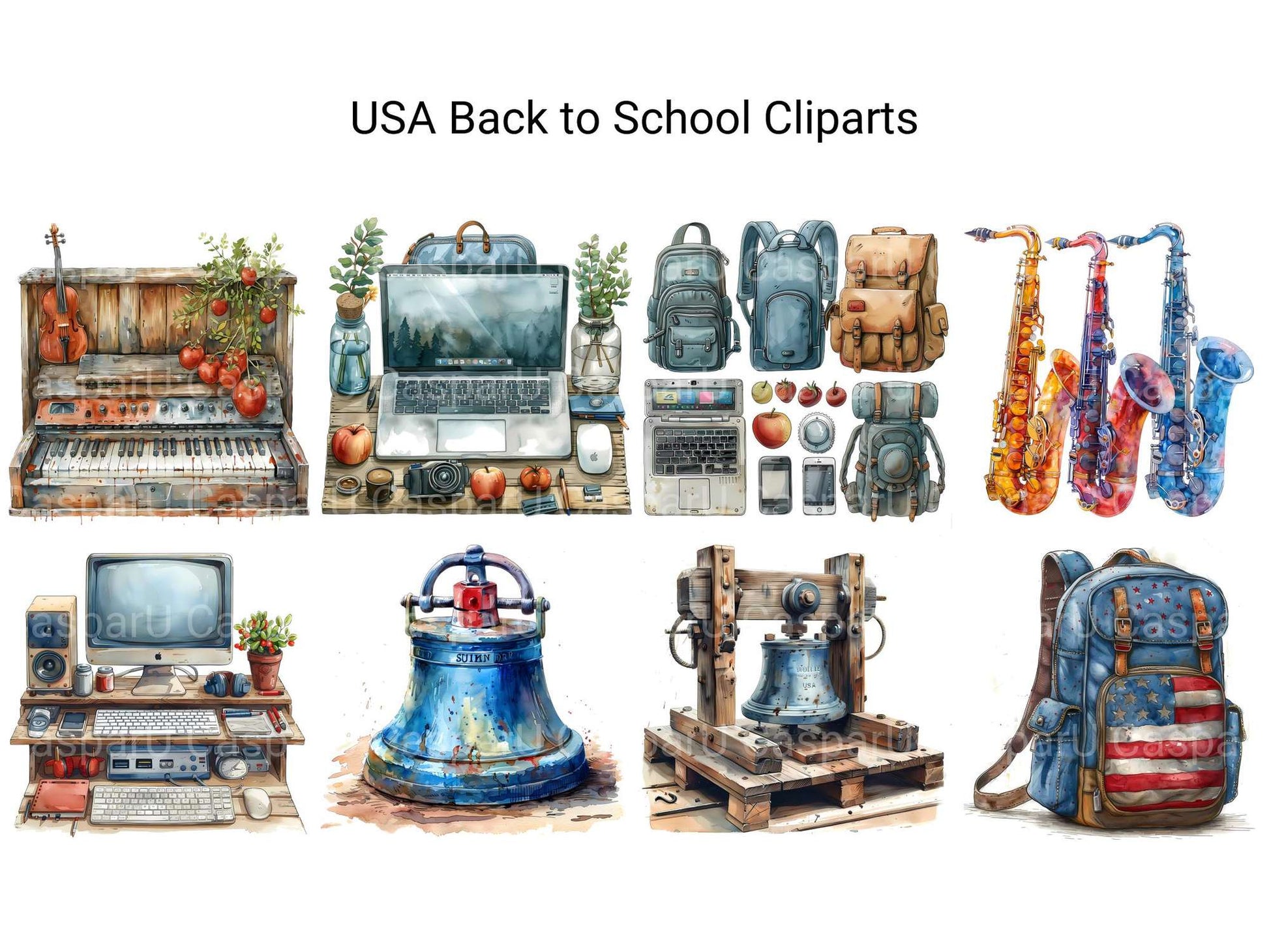 USA Back To School Clipart - CraftNest - Digital Crafting and Art