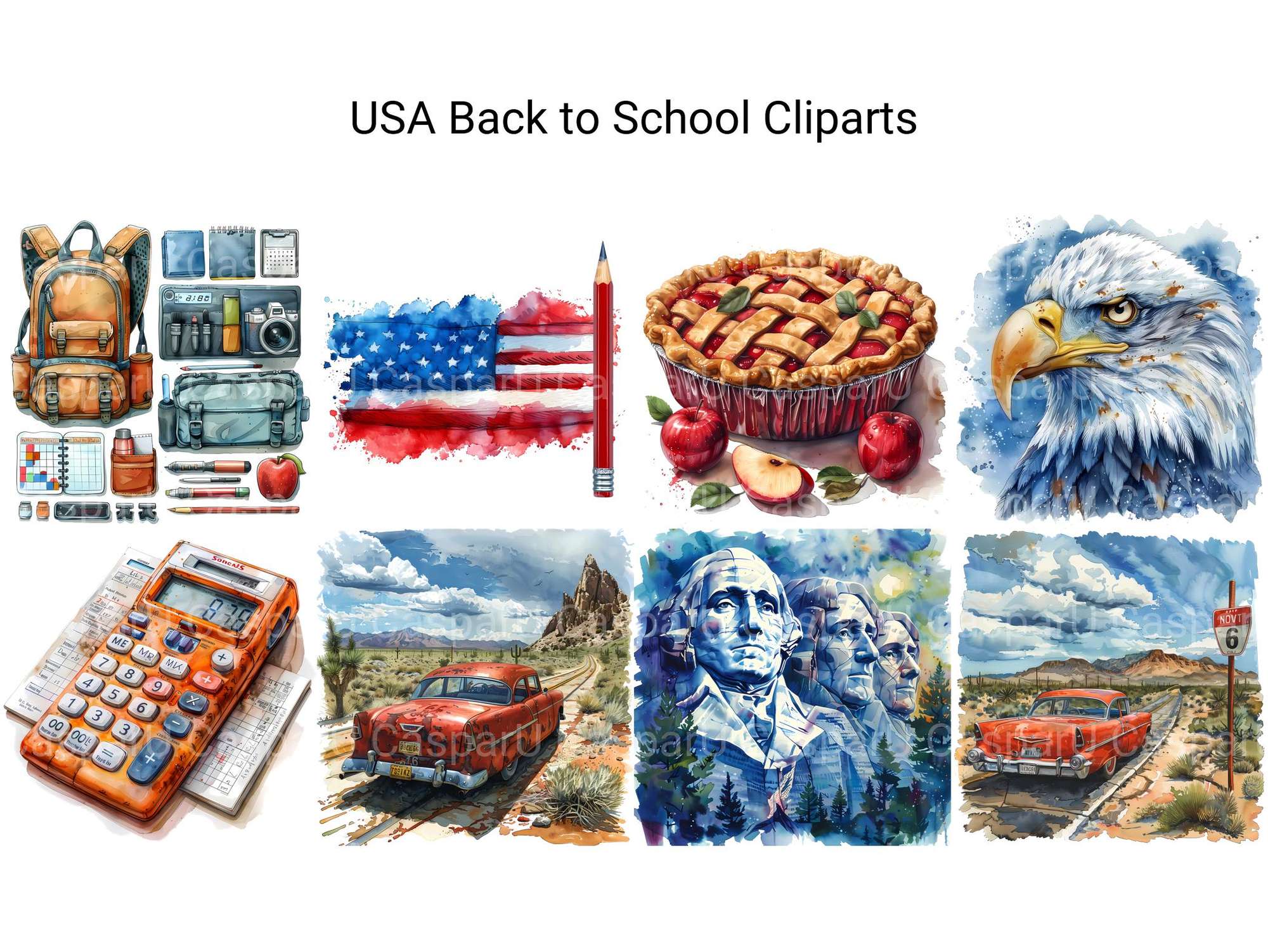 USA Back To School Clipart - CraftNest - Digital Crafting and Art