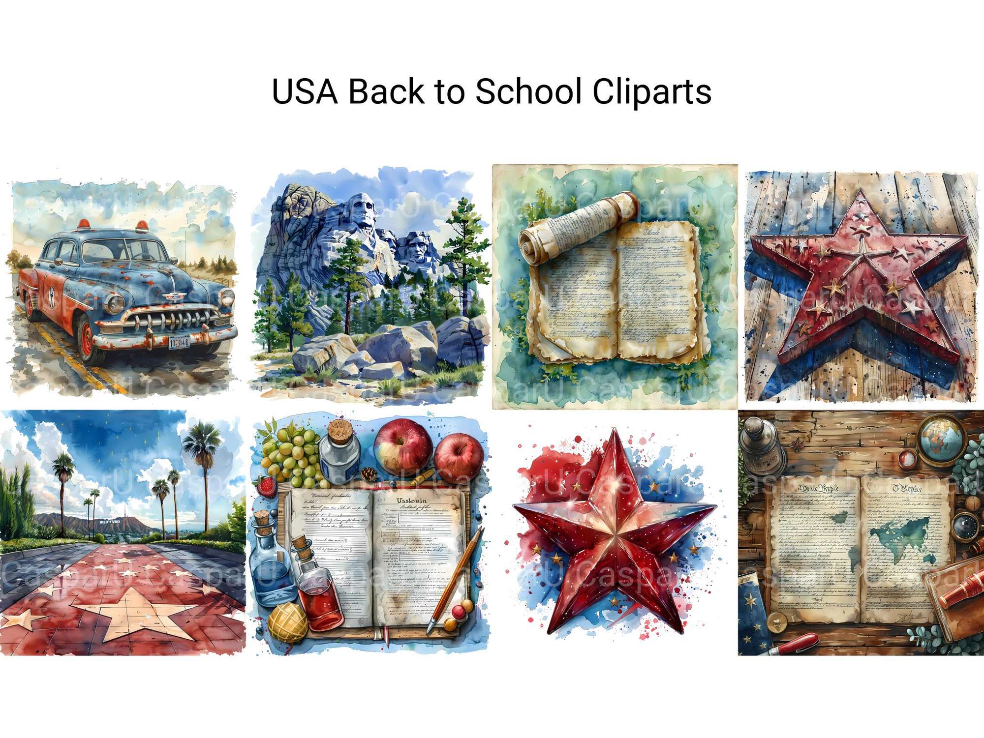 USA Back To School Clipart - CraftNest - Digital Crafting and Art