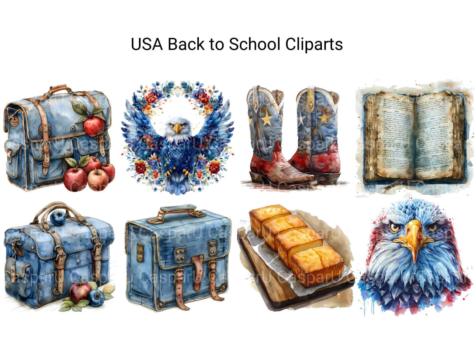 USA Back To School Clipart - CraftNest - Digital Crafting and Art