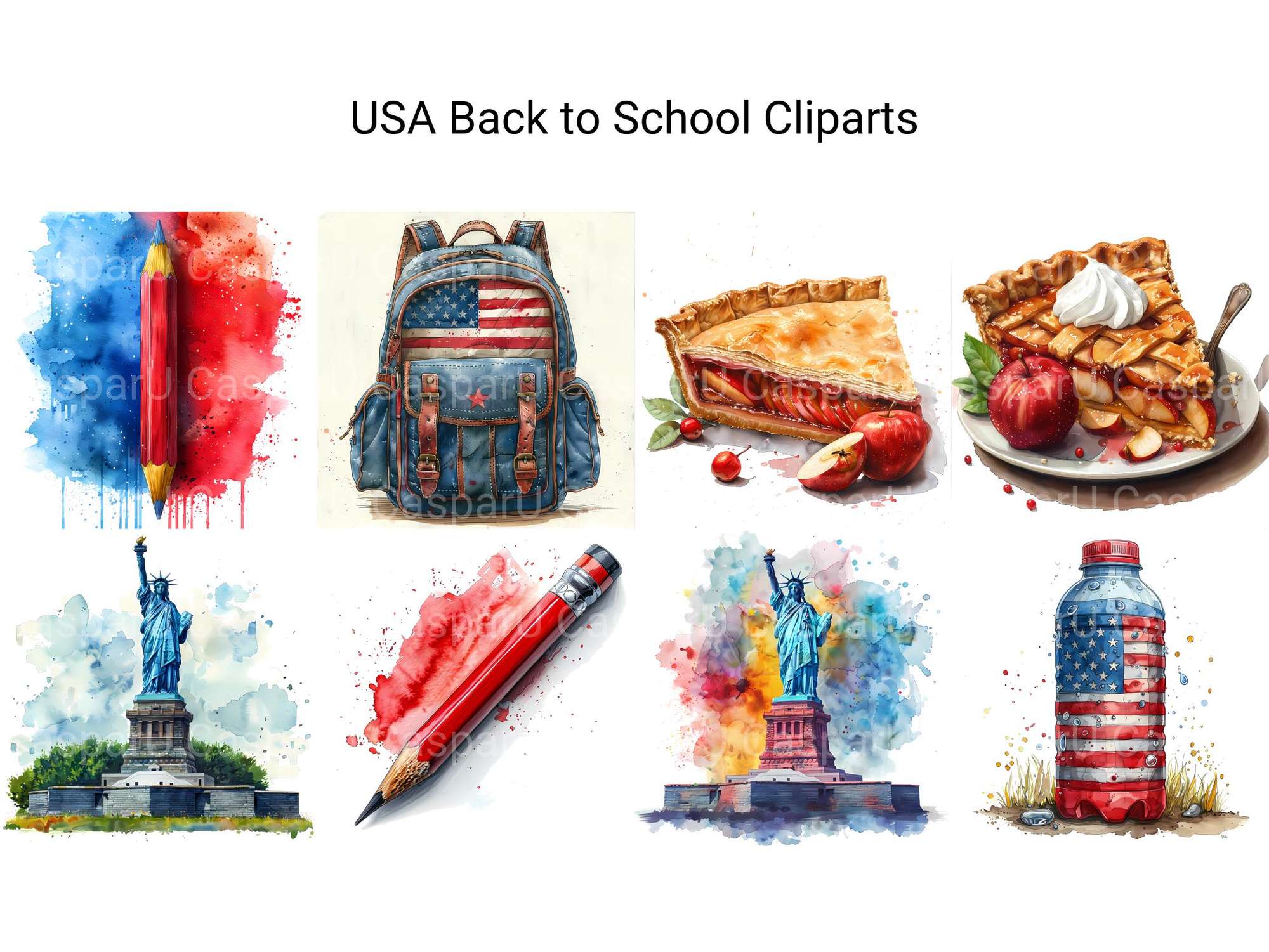 USA Back To School Clipart - CraftNest - Digital Crafting and Art