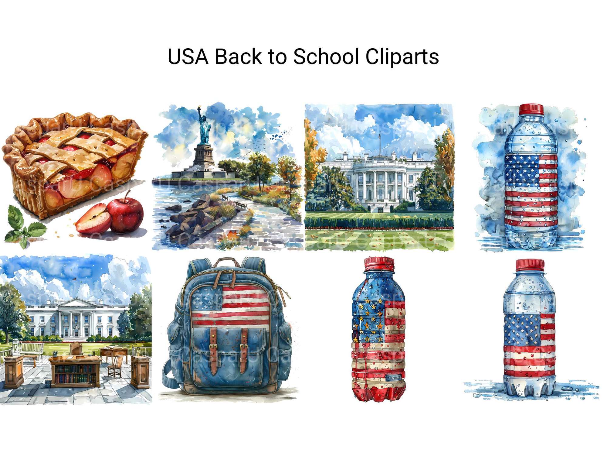 USA Back To School Clipart - CraftNest - Digital Crafting and Art