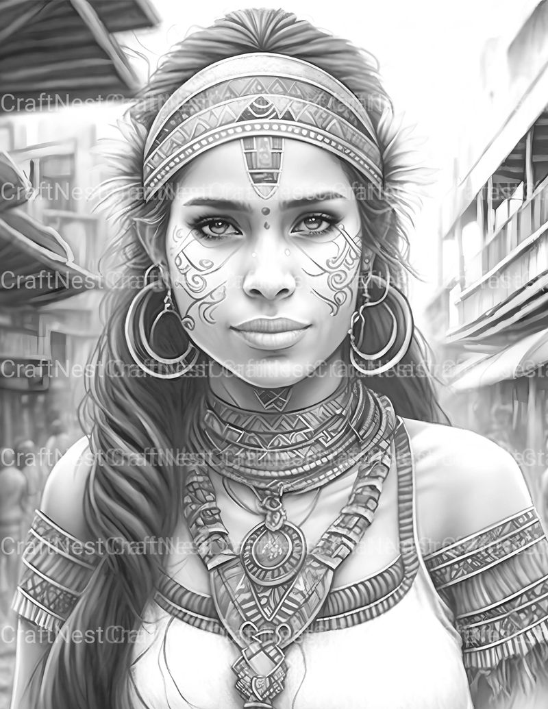 Aztec Woman Coloring Book - CraftNest - Digital Crafting and Art