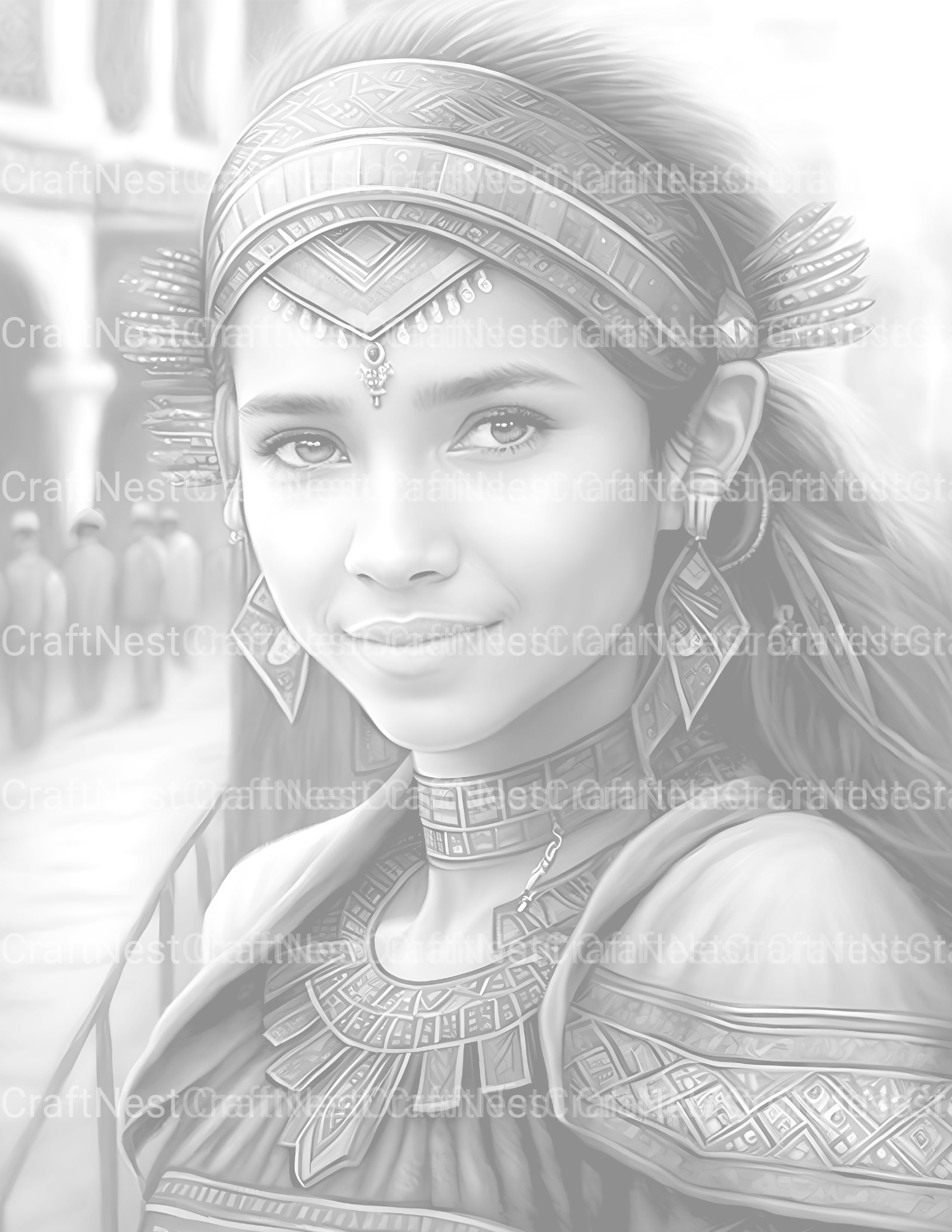 Aztec Woman Coloring Book - CraftNest - Digital Crafting and Art