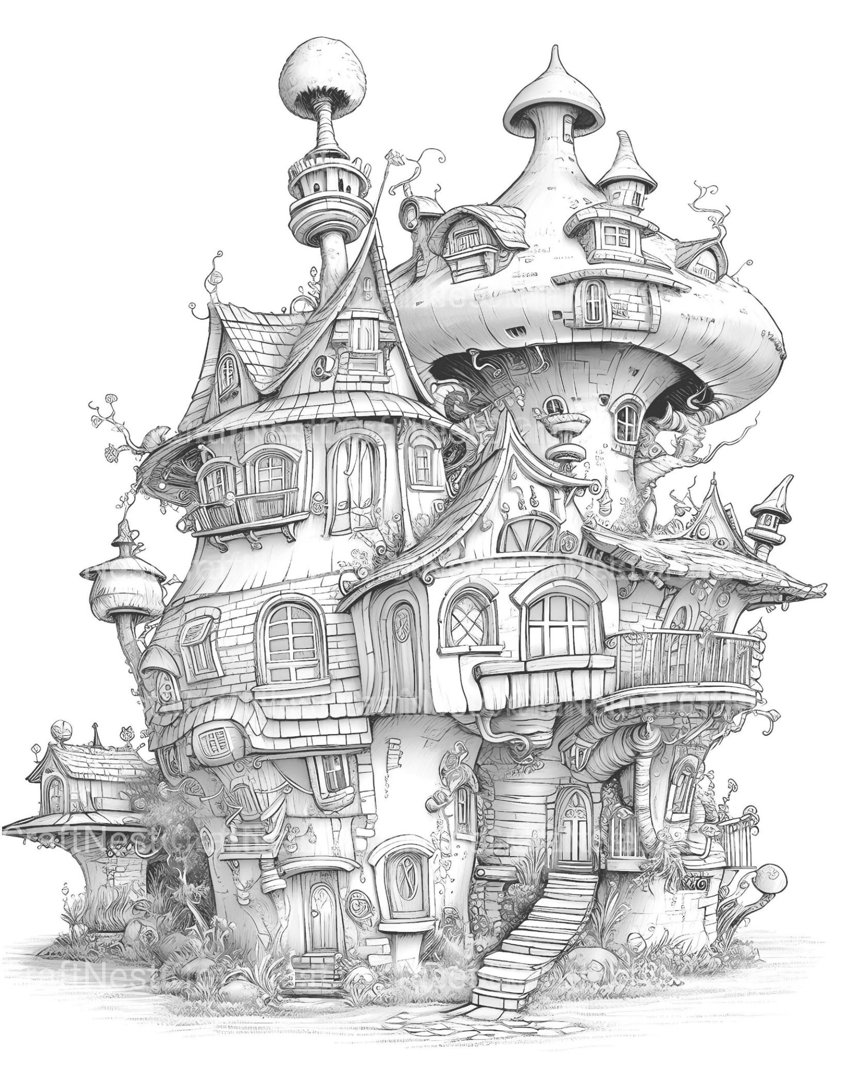 Futuristic Fairy House Coloring Book - CraftNest - Digital Crafting and Art