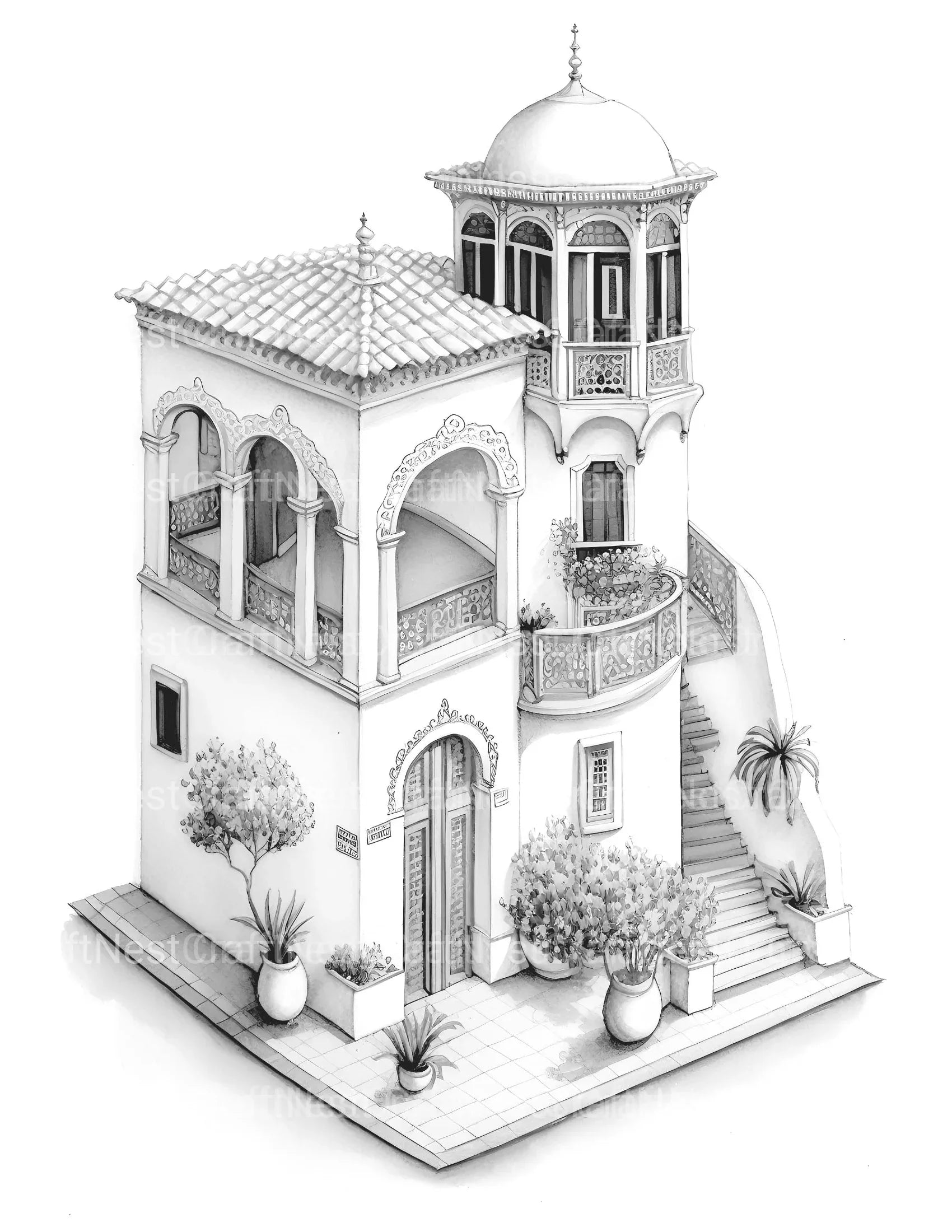 Moroccan Tiny House Coloring Book - CraftNest - Digital Crafting and Art