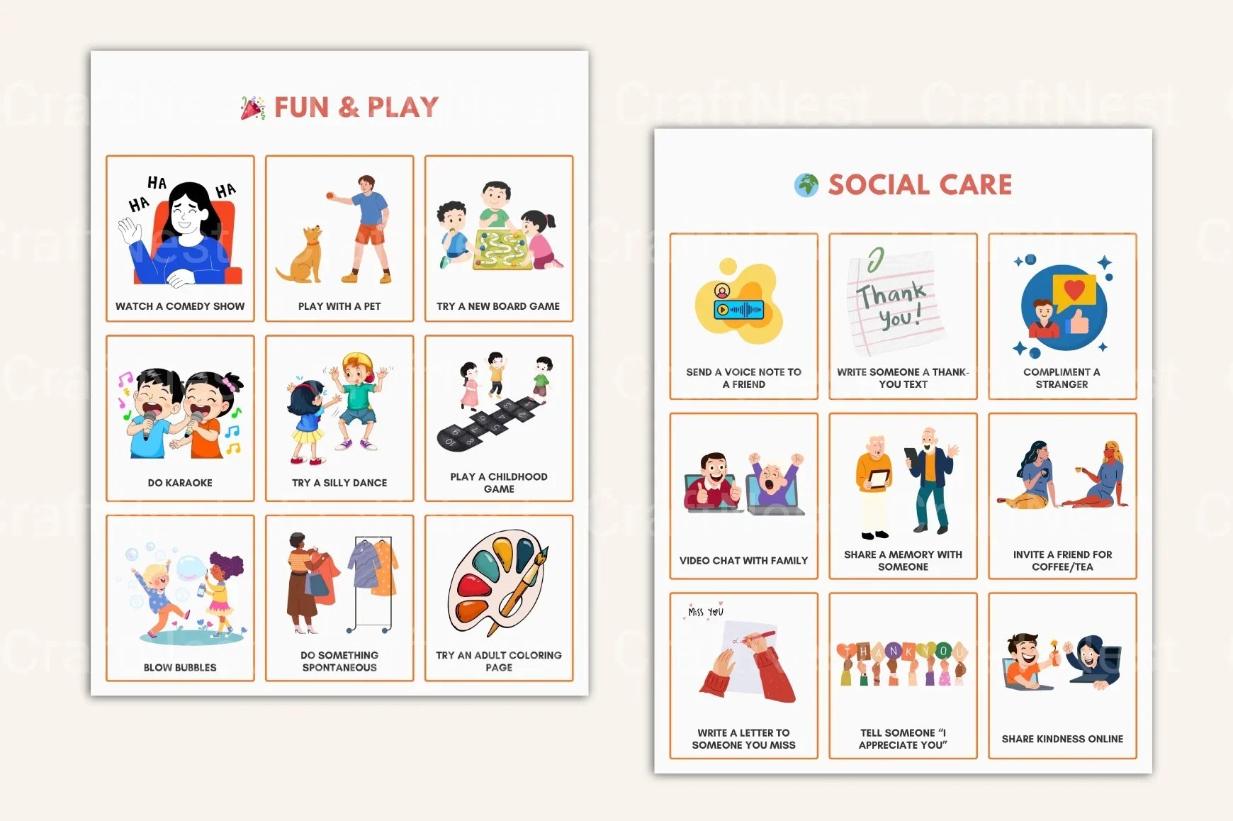 Self Care Bingo Cards for Wellness and Relaxation - CraftNest - Digital Crafting and Art