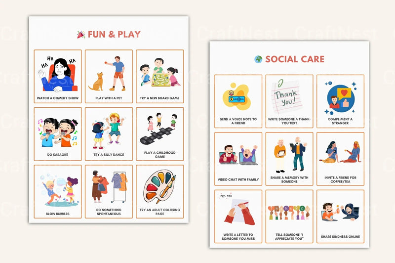 Self Care Bingo Cards for Wellness and Relaxation - CraftNest - Digital Crafting and Art