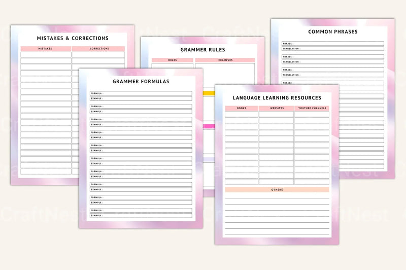 Language Practice Progress Tracker - CraftNest - Digital Crafting and Art