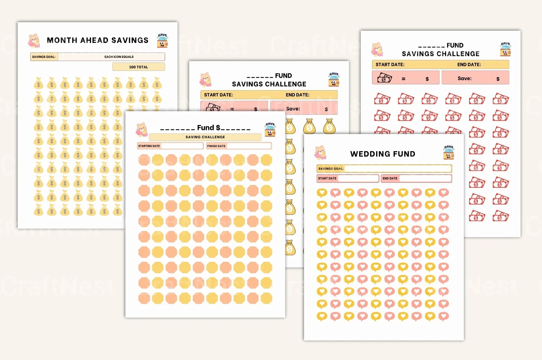 Financial Savings Challenge Guide - CraftNest - Digital Crafting and Art