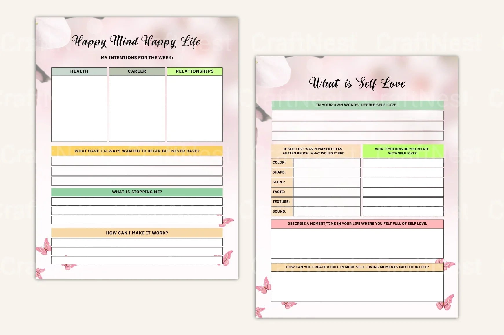 Self Love Workbook for Personal Growth - CraftNest - Digital Crafting and Art