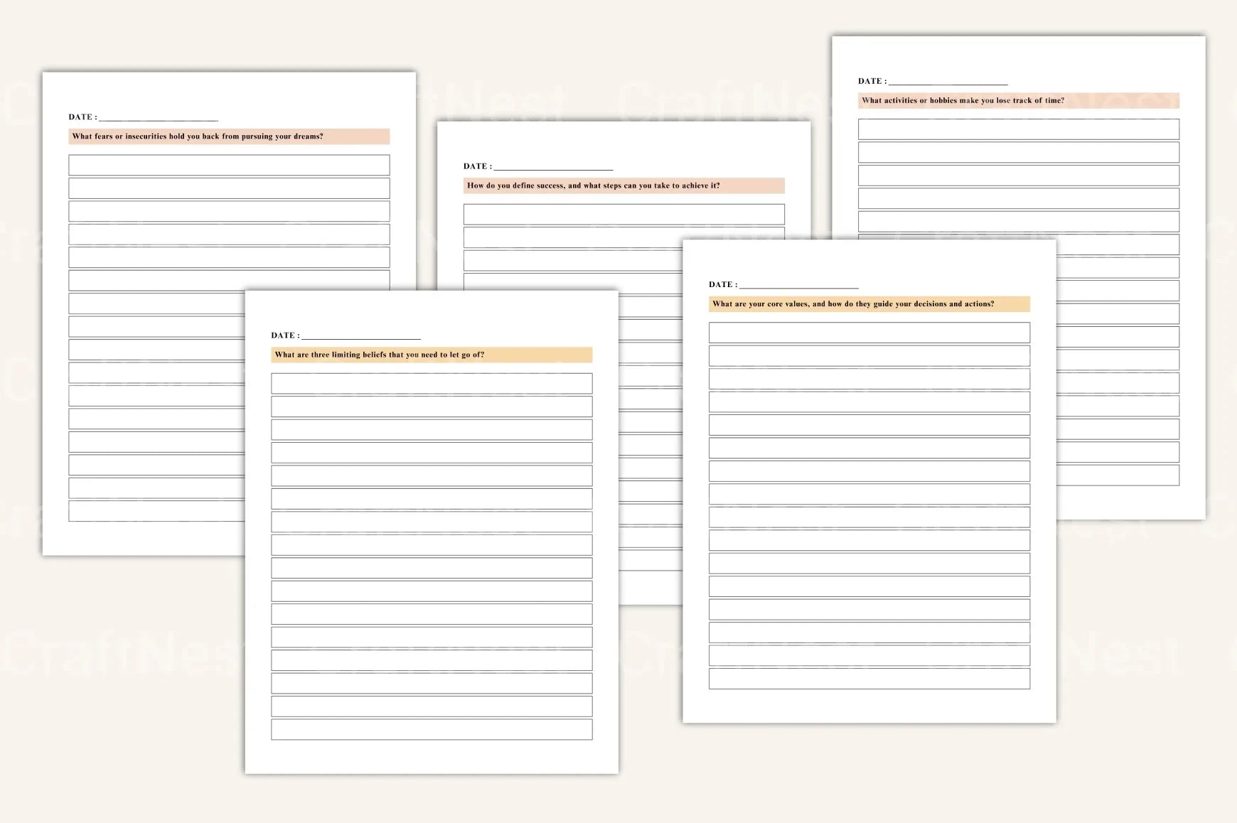 Reflective Self-Discovery Workbook - CraftNest - Digital Crafting and Art