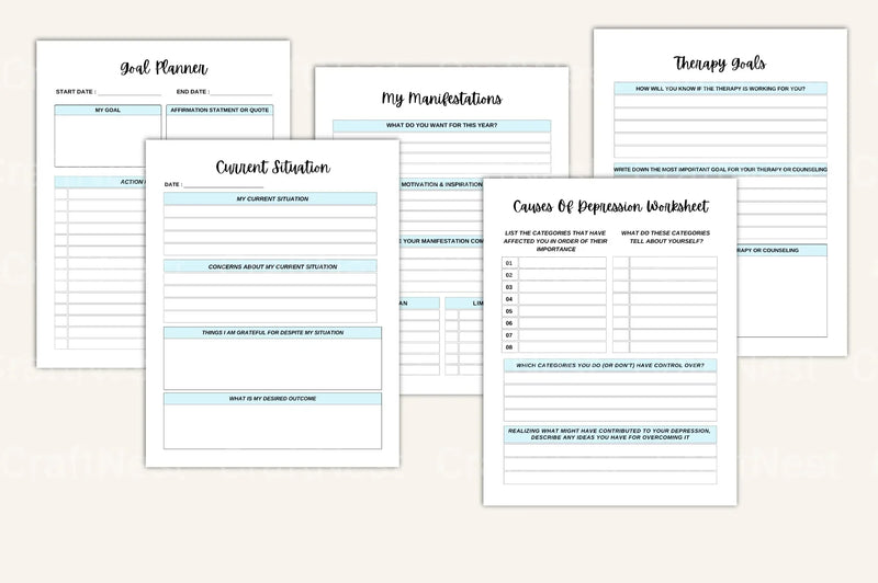 Anxiety and Depression Workbook for Mental Health - CraftNest - Digital Crafting and Art