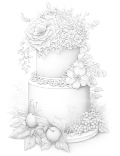 Floral Wedding Cake Coloring Book - CraftNest - Digital Crafting and Art