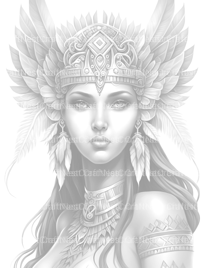 Aztec Women Coloring Book - CraftNest - Digital Crafting and Art