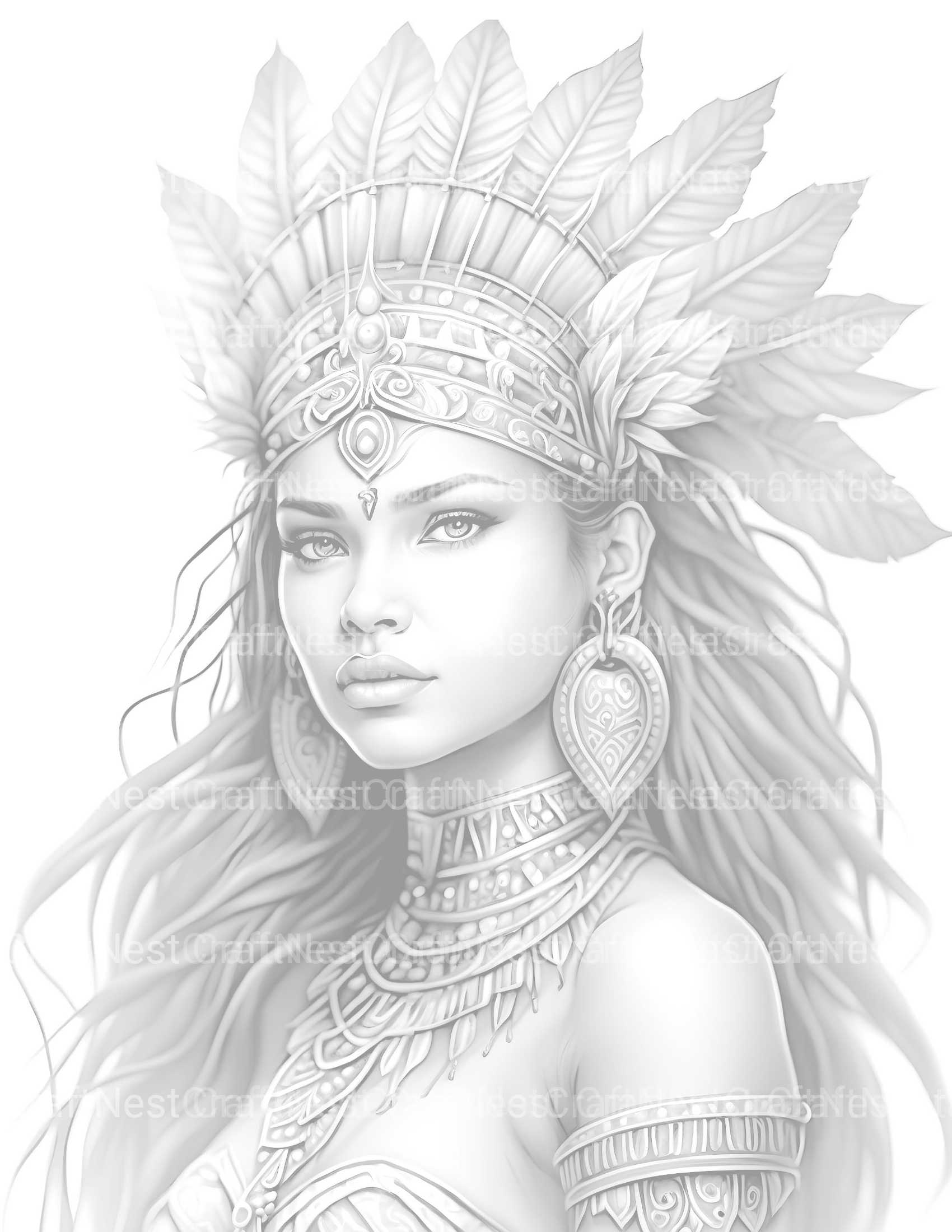 Aztec Women Coloring Book - CraftNest - Digital Crafting and Art