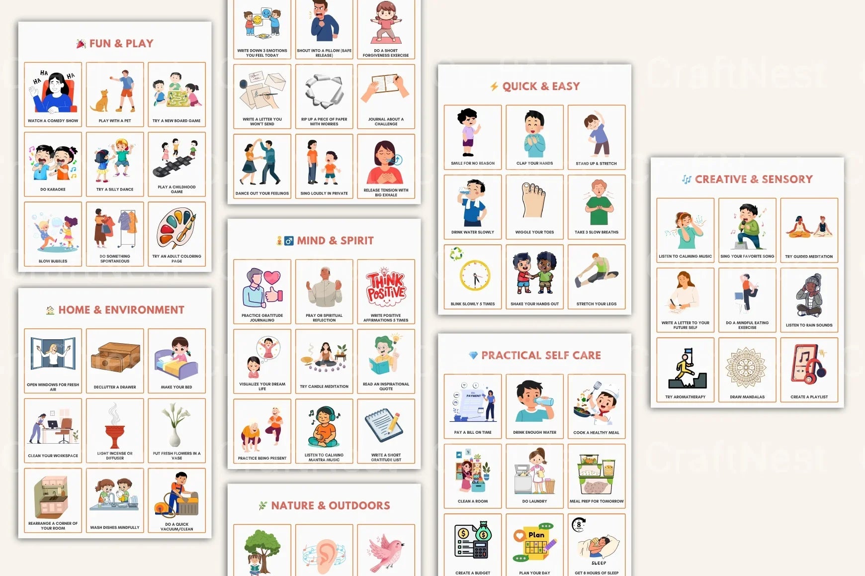 Self Care Bingo Cards for Wellness and Relaxation - CraftNest - Digital Crafting and Art