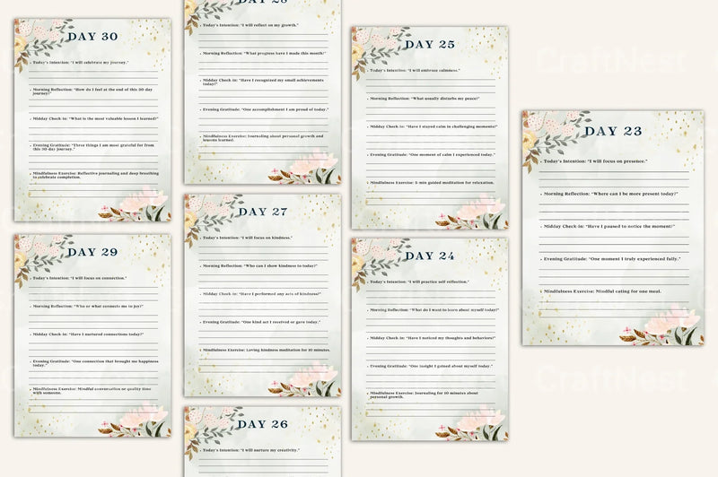 Daily Mindfulness Prompts for Enhanced Well-being - CraftNest - Digital Crafting and Art