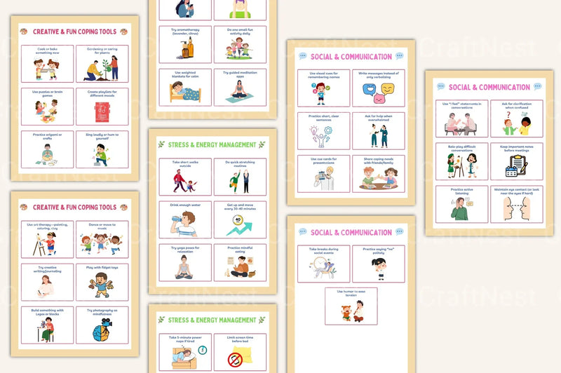 ADHD Coping Skills Cards for Effective Management - CraftNest - Digital Crafting and Art