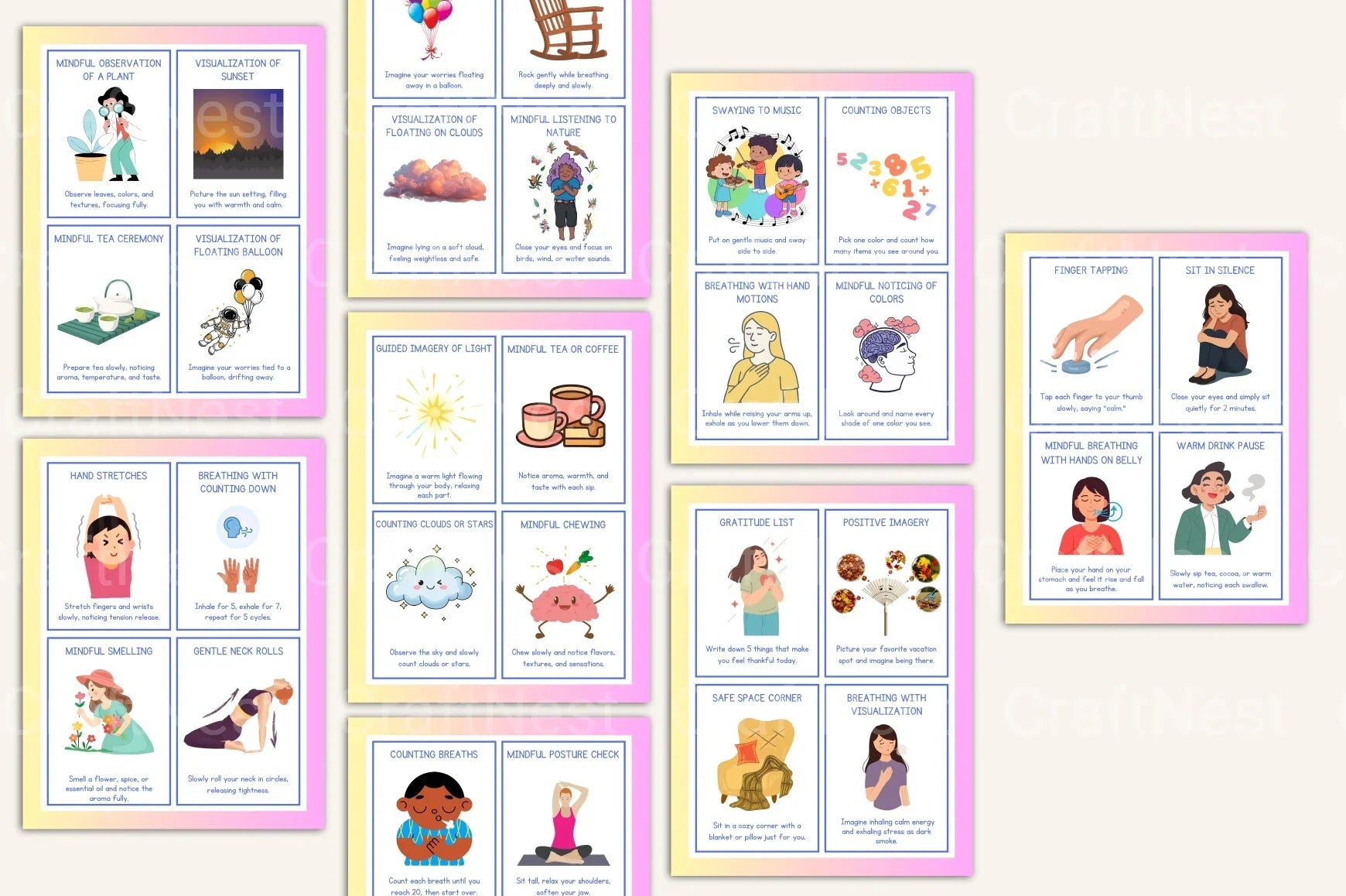 Calming Strategies Coping Skills Cards for Stress Relief - CraftNest - Digital Crafting and Art