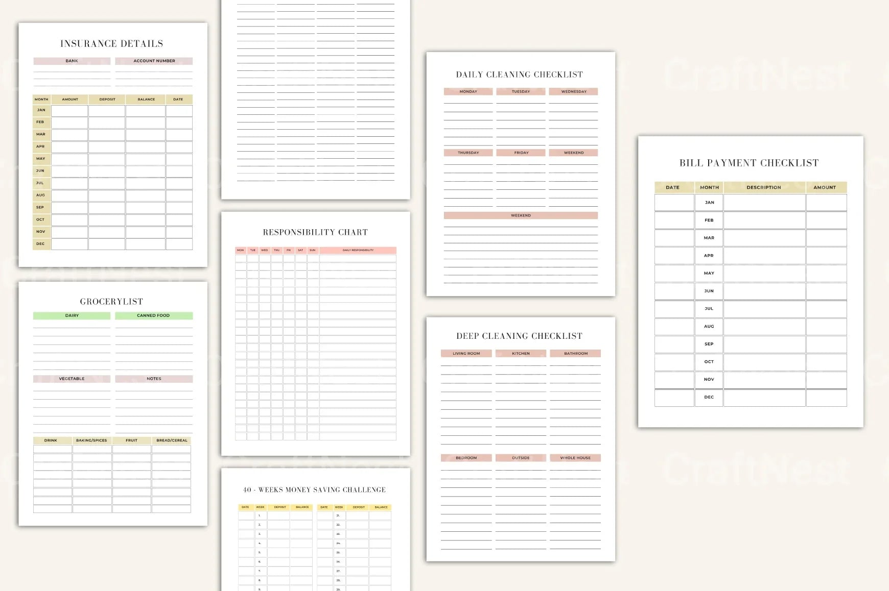 Complete House Management Binder for Efficient Home Organization - CraftNest - Digital Crafting and Art